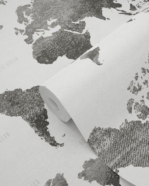 Tapetenrolle mit Weltkartenmuster