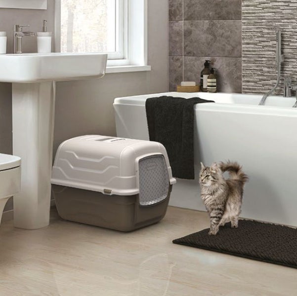 Katzenklo mit Deckel Schaufel und Aktivkohlefilter - Katzenklo Haube kippbar - Große Katzentoilette mit Zubehör XL Katzen Toilette Katzenklo geschlossen Katzen Klo
