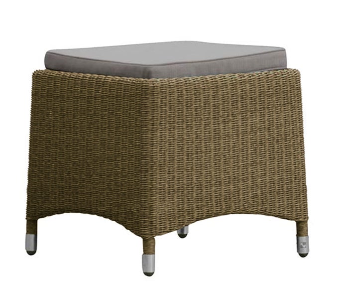 Polyrattan Hocker Gartenhocker Taupe inkl. Auflage hochwertiges Geflecht