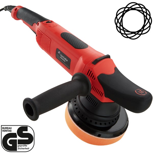 25-teiliges Exzenter Poliermaschinen-Set tectake  inklusive 2 Mikrofasertüchern und 2 Ersatzkohlen 810 W schwarz/rot