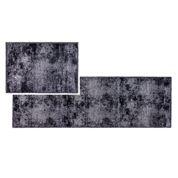 Zweiteiliges Badematten Set mit meliertem Design, rechteckige Badteppiche aus weichem Textilmaterial