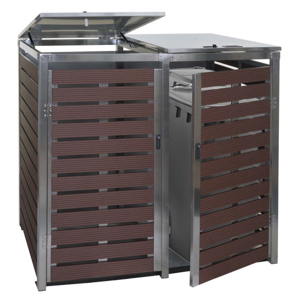 Doppel Mülltonnenbox mit zwei Türen und Deckel