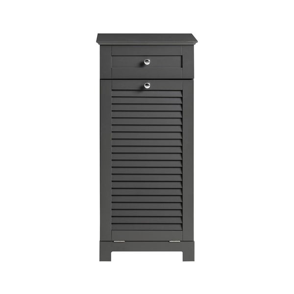 Schmaler Badschrank mit Schublade und Lamellentür