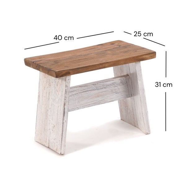 Hocker SCHEMEL 40 Mahagoni Massivholz 05 weiß-natur