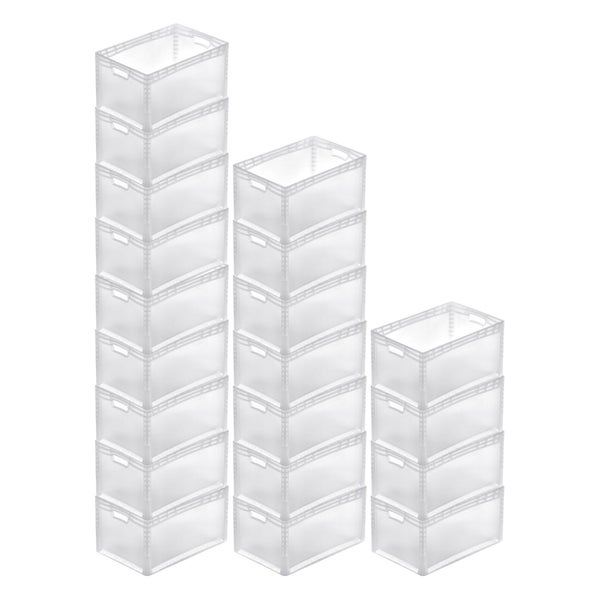 PROREGAL SparSet 20x Transparenter Eurobehälter LightLine mit Offenem Griff  HxBxT 32 x 40 x 60 cm 6,6 Liter Eurobox Transportbox