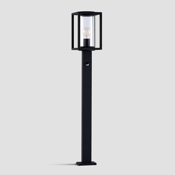 Lucande Außenleuchte Ferda mit Bewegungsmelder (spritzwassergeschützt (Modern) in Schwarz aus Aluminium (1 flammig, E27) - Wegeleuchte Pollerleuchte Wegelampe Sockelleuchte