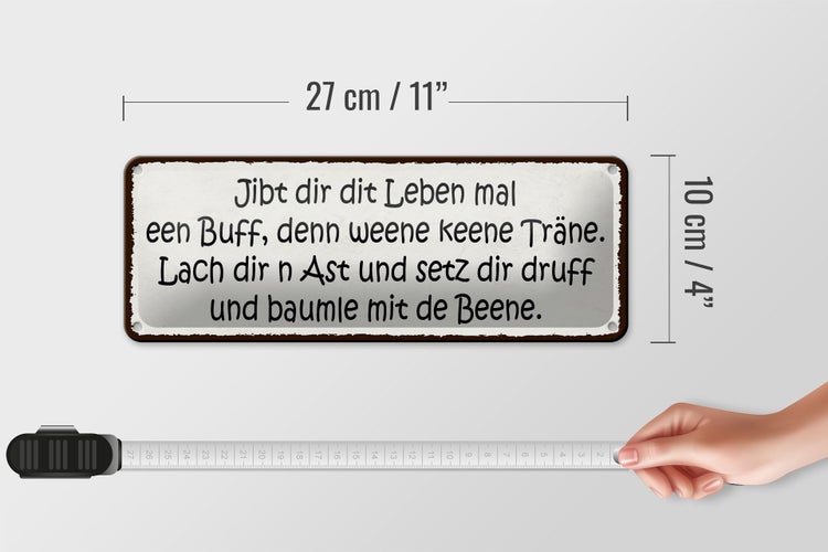 Blechschild Spruch 27x10cm jibt dir dit leben mal nen buff Dekoration