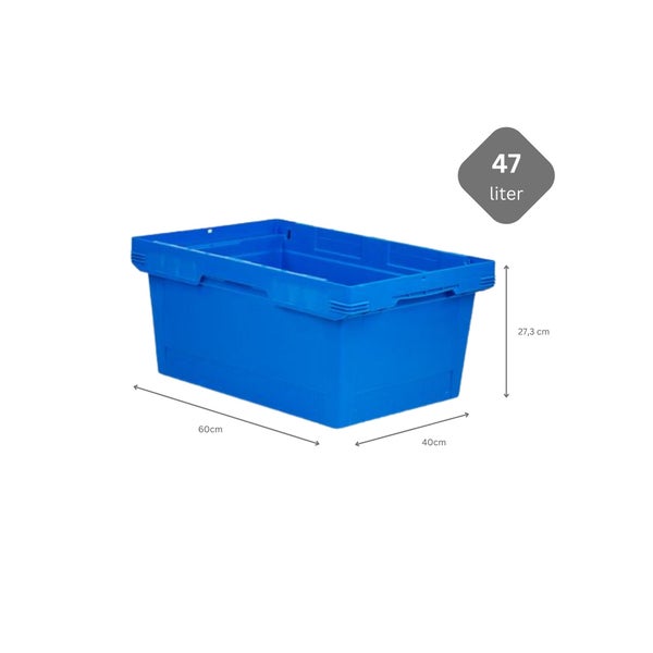PROREGAL Mega Deal 5x Conical Mehrweg-Stapelbehälter Blau HxBxT 27,3 x 40 x 60cm 47 Liter Lagerbox  Eurobox  Transportbox  Transportbehälter