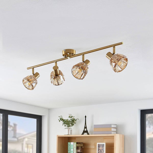 Lindby Deckenlampe Kosta (Modern) in Gold / Messing aus Metall (4 flammig, E14) - Deckenleuchte Lampe Wohnzimmerleuchte