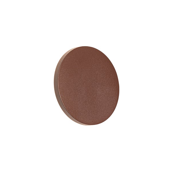 Runde braune Abdeckkappe mit strukturierter Oberfläche.