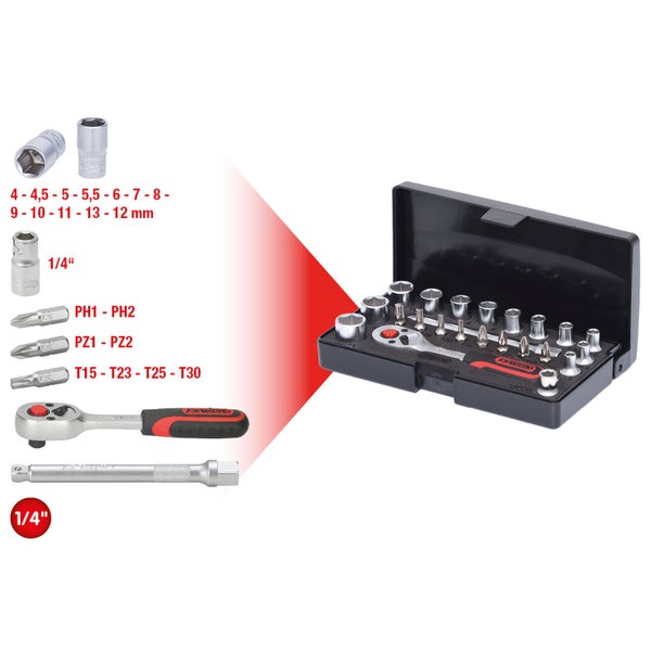 KS TOOLS 1/4 Steckschlüssel-Satz 23tlg. - 911.0623