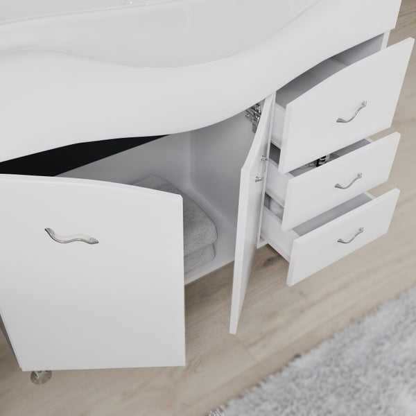 Möbelset für das Badezimmer auf Füßen mit Beleuchtung | Easy