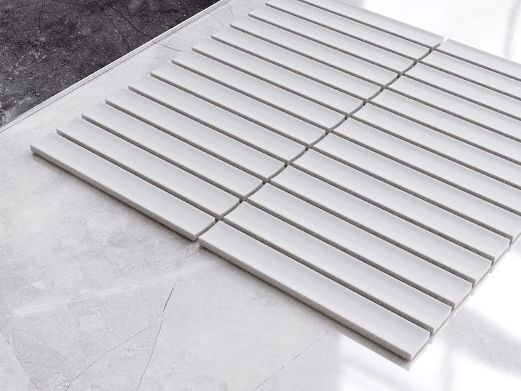 Keramikmosaik auf Netz für Bad oder Küche 29.5cm x 29cm - Matt White Piano