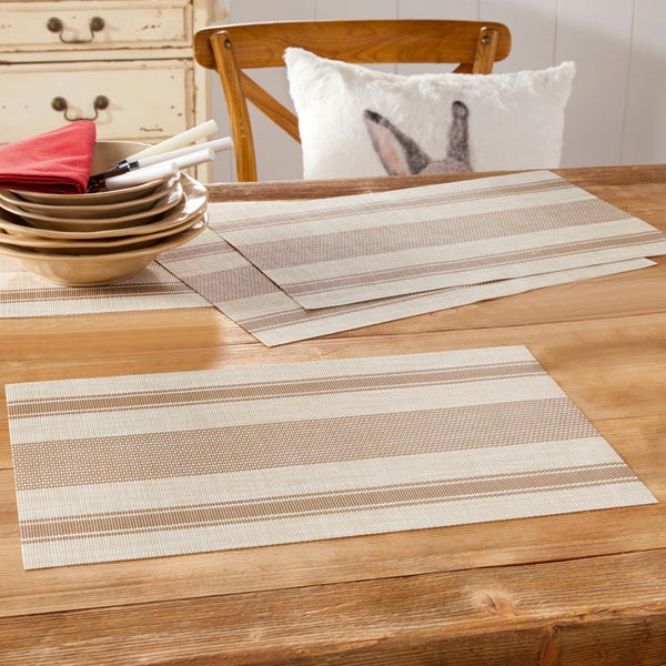 FRANK FLECHTWAREN | Platzmatte Querstreifen, 4er Set, KUNSTSTOFF, 45 x 30 cm