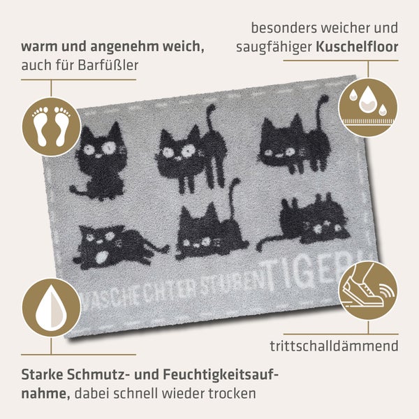Akzente Feel Badematte mit Motiv in Grau Fußmatte 50 x 70 cm, rutschfest, saugfähig