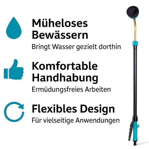 Gießstab für den Garten mit Merkmalen für mühelose Bewässerung, komfortable Handhabung und ein flexibles Design.