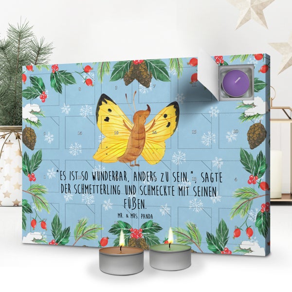 Mr. & Mrs. Panda Duftkerzen Adventskalender Schmetterling Zitronenfalter - Blau Pastell
