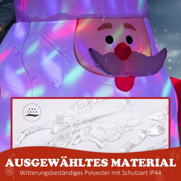 Outsunny aufblasbarer Weihnachtsdeko, 1,83 m Weihnachtsmann mit rotierender Lichtkugel, Gartendeko, LED-Beleuchtung, Selbstaufblasende Weihnachtsbeleuchtung für Innen- und Außenbereich