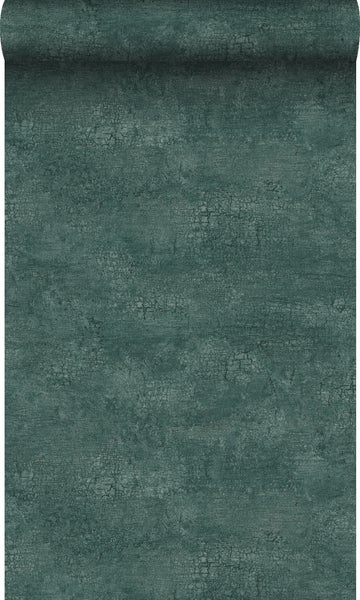 Origin Wallcoverings Tapete Naturstein mit Craquelé-Effekt Smaragdgrün - 53 cm x 10,05 m - 347561