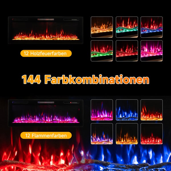 Elektrischer Kamin mit verschiedenen Farboptionen für Holzfeuer und Flammen