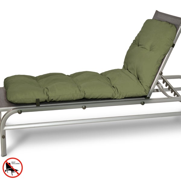 Gesteppte Polsterauflage für eine Gartenliege in Olivgrün.