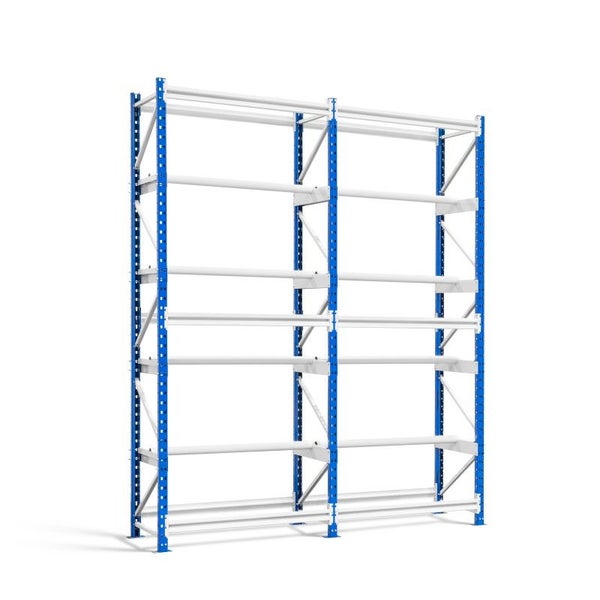 PROREGAL Spulenregal Maximus HxBxT 240 x 100 x 50 cm 4 Ebenen Spulenhalter Durchmesser 3,4 cm Lichtblau-Lichtgrau