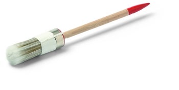Rundpinsel mit hellem Holzstiel und Synthetikborsten fuer Malerarbeiten