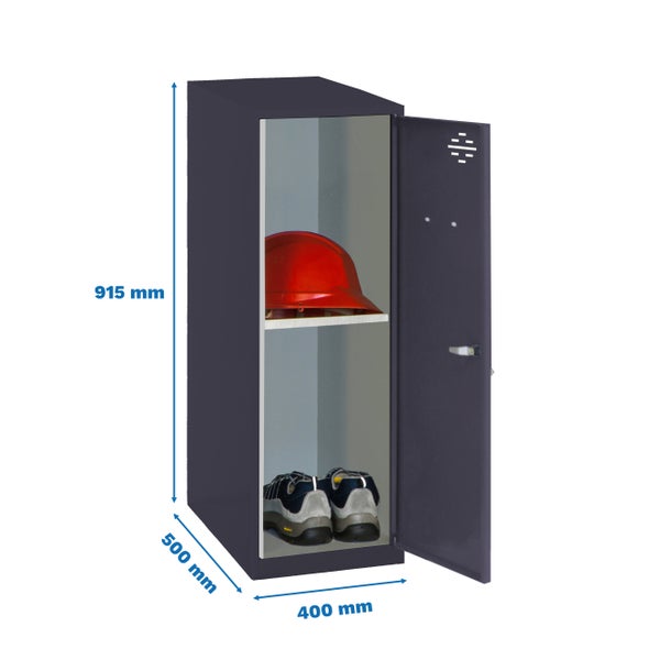 Metall-Garderobenschrank mit zwei Fächern, Helm und Schuhen