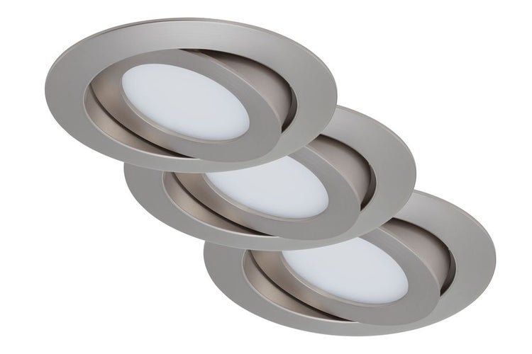 3er Set LED Einbauleuchte, Ø 10,6 cm, 4,8 W, Matt-Nickel, Briloner Leuchten