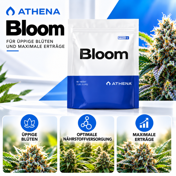 Athena Bloom Pflanzendünger in 0.9 Kilogramm Packung für Blütephase und Ertragssteigerung.