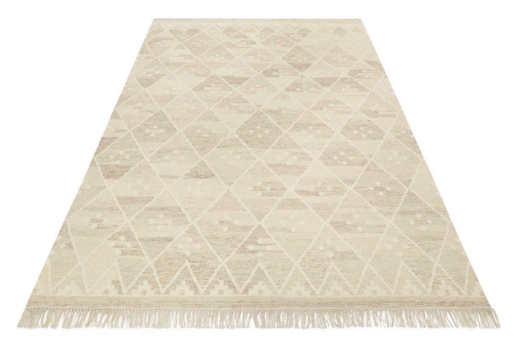 Kelim Teppich Beige Braun meliert aus Wolle Vermont Green Looop 160x230 cm