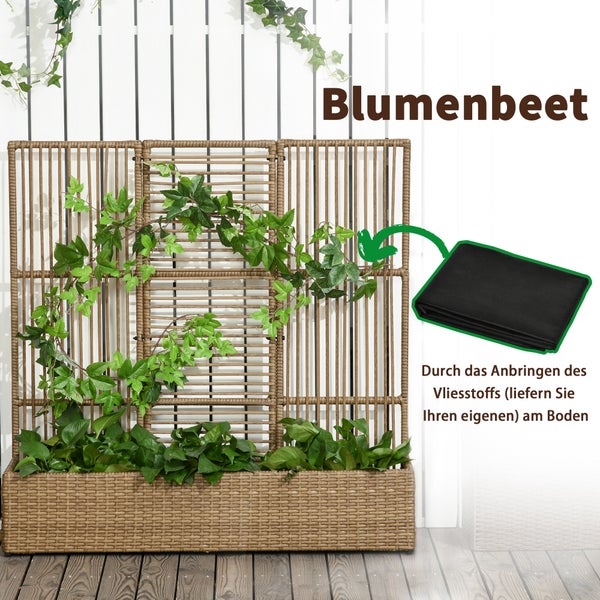 Blumenbeet mit Rankgitter und Bepflanzung
