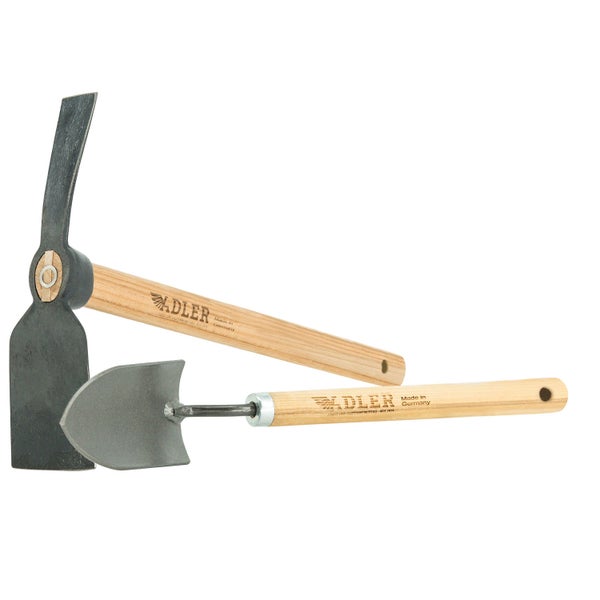 Adler Handhacke und Handschaufel mit Holzstiel