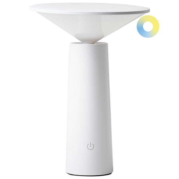 Kabellose LED Tischlampe LEVIRA mit Dimmer Metall Weiß