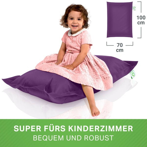 Lila Sitzkissen mit Maßen und Kind