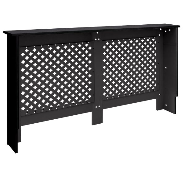 ECD Germany Heizkörperverkleidung mit Wabenmuster 152x19x82 cm Schwarz MDF lackiert für Schlafzimmer Wohnzimmer Heizungsverkleidung Heizkörperabdeckung Heizungsabdeckung Heizung Heizkörper Abdeckung
