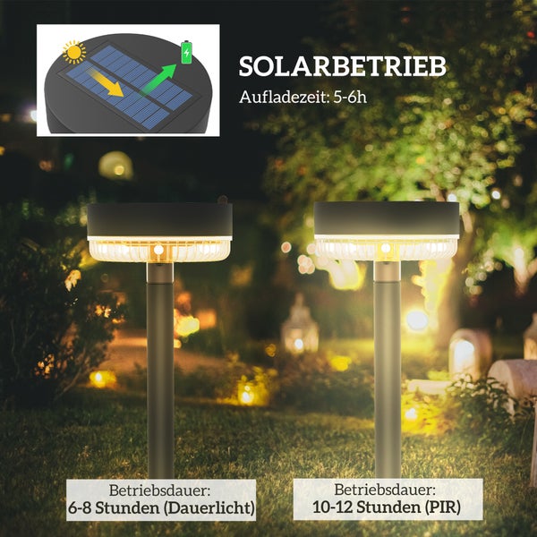 Outsunny Solarlampen, 13cm x 13cm x 39,5cm, PC+ ABS, Schwarz