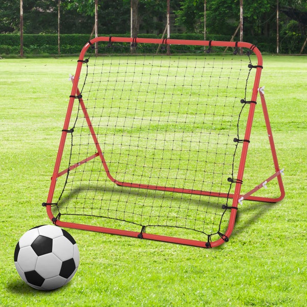 HOMCOM Fußball Rebounder, Kickback Tor, Verstellbarer Winkel, 96 x 80 x 96 cm, Metallrohr, PE Gewebe,  Rot+Schwarz