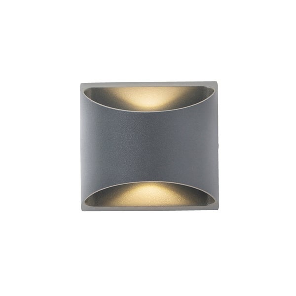Moderne quadratische Wandleuchte in Anthrazit mit Lichtaustritt nach oben und unten.