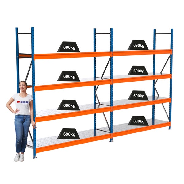 Schwerlastregal mit einer Traglast von 690 Kilogramm pro Ebene