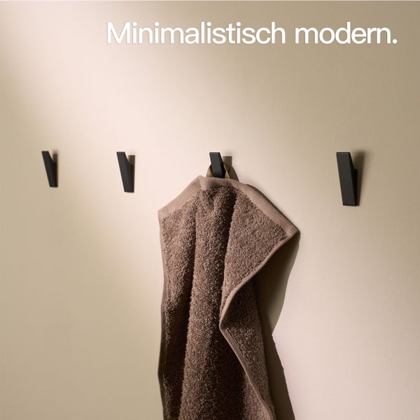 Designfabrik Hamburg Klebehaken ohne Bohren  |  4 Selbstklebende Haken | Wandhaken Schwarz
