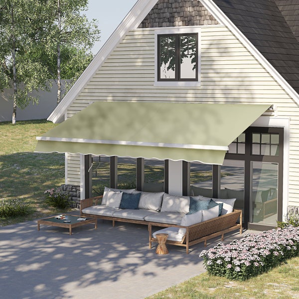 Outsunny Markise, Gelenkarmmarkise,  3,5 x 2,5 m,  Alu Polyester, Beige Crème