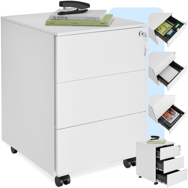 Aktenrollschrank tectake Magna 39 x 45 x 55 cm aus pulverbeschichtetem Stahl weiß
