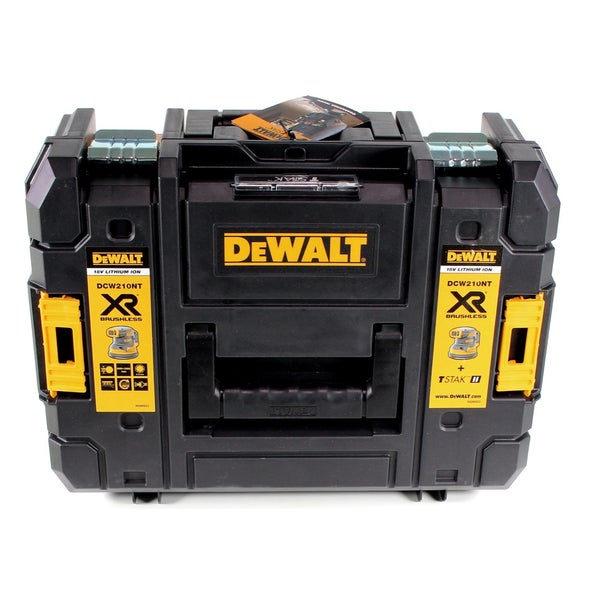 DeWalt TSTAK Werkzeugkoffer für Akku-Exzenterschleifer DCW210NT, robuster Kunststoffkoffer mit Metallschließen.