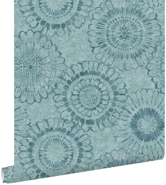 ESTAhome Tapete Blumen Aqua Grün - 53 cm x 10.05 m - 148325