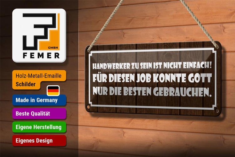 Blechschild Spruch 27x10cm Handwerker sein nicht einfach Dekoration