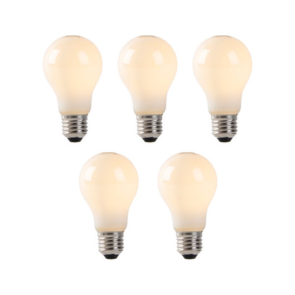 Set mit 5 E27-LED-Lampen, Opalglas, 1 W, 80 lm, 2200 K