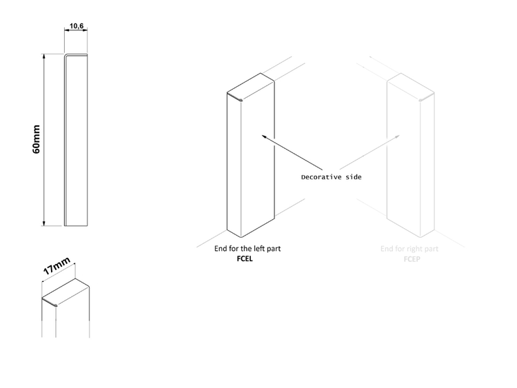 Technische Zeichnung eines Profils mit Maßangaben