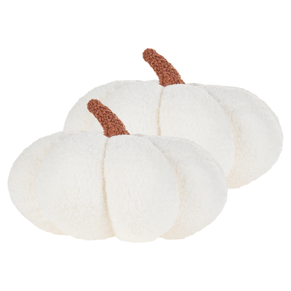 Dekokissen 2er Set MUNCHKIN Bouclé 28 x 28 cm Weiß Kürbis