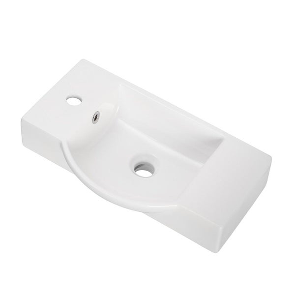 Fackelmann LUNA Gäste-WC Set 2 Teile – Waschtischunterschrank in Anthrazit mit Waschbecken aus Keramik – SBC Waschbeckenunterschrank schmal – 2 Türen – Hahnloch links – 55 cm breit
